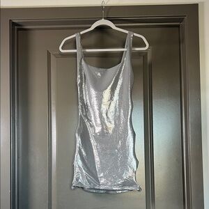 SKIMS Silver Metallic Mini Dress